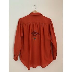 Liz Sport Button Up SzL Orange Embroidered Phoenix Southwest Western 100% Cotton